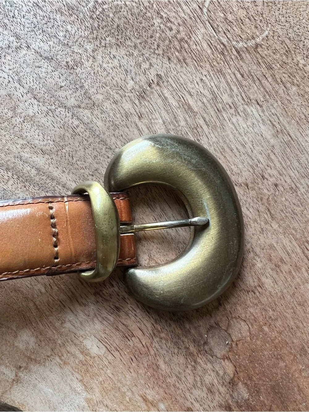 Vintage Western Croc-Embossed Belt with Statement antique Gold Buckle